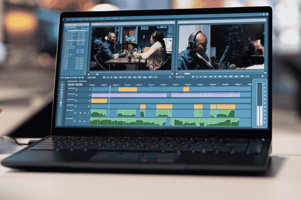 Proceso de edición de vídeo corporativo profesional